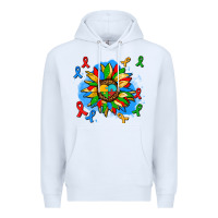 White autism sunflower ribbon Premium Hoodie - AdoDesignShop