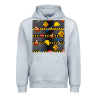 Heather Grey construction signs seamless pattern Urban Hoodie - BundleAndBundleShop