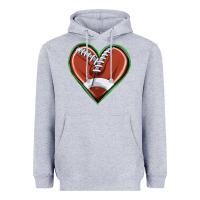Heather Grey football heart Heavyweight Hoodie - texasbilliewilder