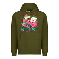 Army Green love letter with typewriter Premium Hoodie - AdoDesignShop