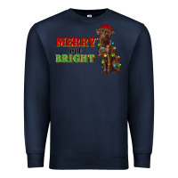 Navy merry and bright labrador Premium Sweatshirt - RanaPortraitStore