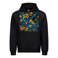 Black construction vehicles seamless pattern Urban Hoodie - BundleAndBundleShop