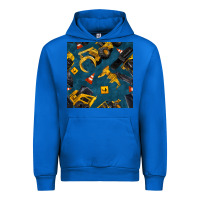 Cobalt construction vehicles seamless pattern Urban Hoodie - BundleAndBundleShop
