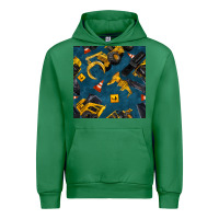 Emerald construction vehicles seamless pattern Urban Hoodie - BundleAndBundleShop