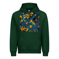 Forest Green construction vehicles seamless pattern Urban Hoodie - BundleAndBundleShop
