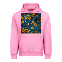 Fuchsia Pink construction vehicles seamless pattern Urban Hoodie - BundleAndBundleShop