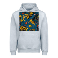 Heather Grey construction vehicles seamless pattern Urban Hoodie - BundleAndBundleShop