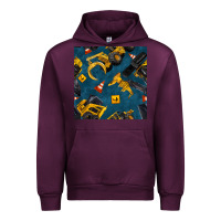 Mauve Wine construction vehicles seamless pattern Urban Hoodie - BundleAndBundleShop