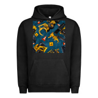 Pigment Black construction vehicles seamless pattern Urban Hoodie - BundleAndBundleShop