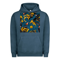 Pigment Midnight Navy construction vehicles seamless pattern Urban Hoodie - BundleAndBundleShop
