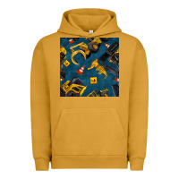 Pigment Peanut Butter construction vehicles seamless pattern Urban Hoodie - BundleAndBundleShop