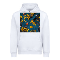 White construction vehicles seamless pattern Urban Hoodie - BundleAndBundleShop