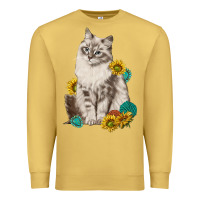 Antique Gold siberian cat sunflower and gemstone Premium Sweatshirt - texasbilliewilder