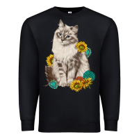 Siberian Cat Sunflower And Gemstone Premium Sweatshirt | Teevron