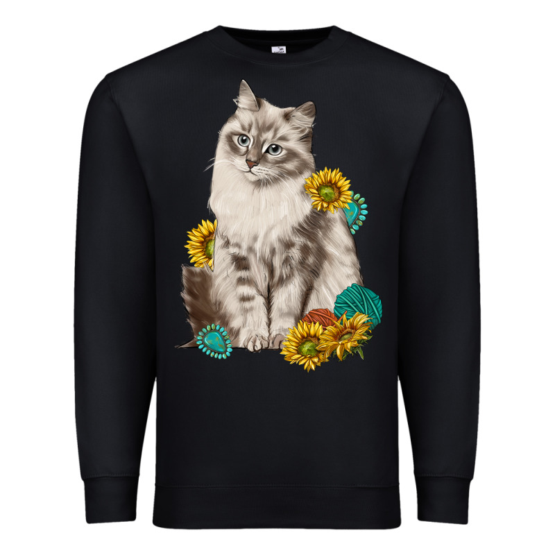 Siberian Cat Sunflower And Gemstone Premium Sweatshirt by texasbilliewilder | Teevron