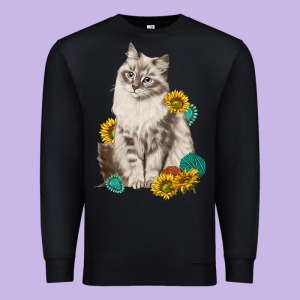 Siberian Cat Sunflower And Gemstone Premium Sweatshirt Designed By Texasbilliewilder