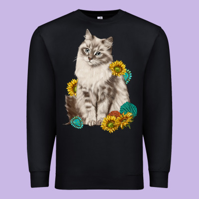 Siberian Cat Sunflower And Gemstone Premium Sweatshirt Designed By Texasbilliewilder