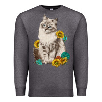 Charcoal Heather siberian cat sunflower and gemstone Premium Sweatshirt - texasbilliewilder