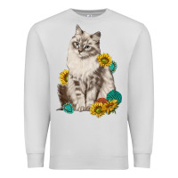 Dove Grey siberian cat sunflower and gemstone Premium Sweatshirt - texasbilliewilder