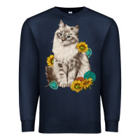 Navy siberian cat sunflower and gemstone Premium Sweatshirt - texasbilliewilder