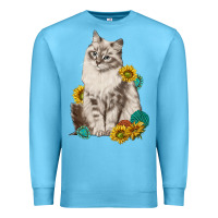 Ocean Blue siberian cat sunflower and gemstone Premium Sweatshirt - texasbilliewilder