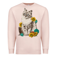 Pale Pink siberian cat sunflower and gemstone Premium Sweatshirt - texasbilliewilder