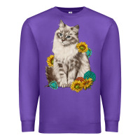 Purple siberian cat sunflower and gemstone Premium Sweatshirt - texasbilliewilder