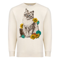 Sandshell siberian cat sunflower and gemstone Premium Sweatshirt - texasbilliewilder
