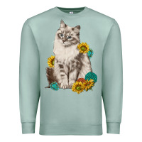 Seafoam siberian cat sunflower and gemstone Premium Sweatshirt - texasbilliewilder