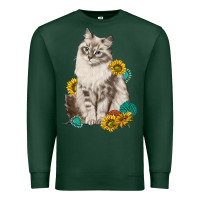 Sports Green siberian cat sunflower and gemstone Premium Sweatshirt - texasbilliewilder
