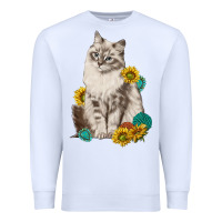 White siberian cat sunflower and gemstone Premium Sweatshirt - texasbilliewilder