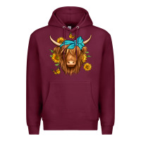 Burgundy sunflower long haired cow Premium Hoodie - Jasminsmagicworld