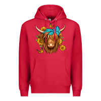 Cardinal sunflower long haired cow Premium Hoodie - Jasminsmagicworld