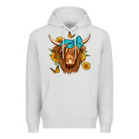 Dove Grey sunflower long haired cow Premium Hoodie - Jasminsmagicworld