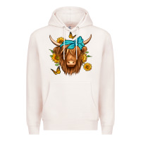 Pale Pink sunflower long haired cow Premium Hoodie - Jasminsmagicworld