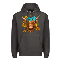 Smoke sunflower long haired cow Premium Hoodie - Jasminsmagicworld