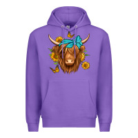 Purple sunflower long haired cow Premium Hoodie - Jasminsmagicworld
