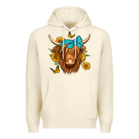 Sandshell sunflower long haired cow Premium Hoodie - Jasminsmagicworld
