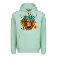 Seafoam sunflower long haired cow Premium Hoodie - Jasminsmagicworld