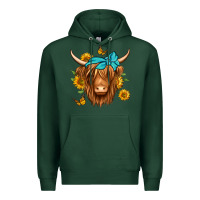 Sports Green sunflower long haired cow Premium Hoodie - Jasminsmagicworld