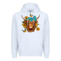 White sunflower long haired cow Premium Hoodie - Jasminsmagicworld