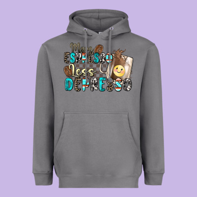 More Espresso Less Depresso Heavyweight Hoodie Designed By Zillion Design Studio