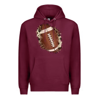 Burgundy football cowhide leopard patch Premium Hoodie - JahusDesignShop