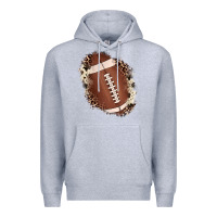 Heather Grey football cowhide leopard patch Premium Hoodie - JahusDesignShop