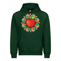 Forest Green teacher apple and sunflower with leopard and tooled leather Urban Hoodie - Artiststas
