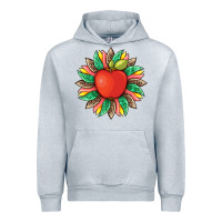 Heather Grey teacher apple and sunflower with leopard and tooled leather Urban Hoodie - Artiststas