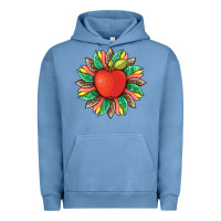 Pigment Pebble Blue teacher apple and sunflower with leopard and tooled leather Urban Hoodie - Artiststas