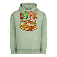 Pigment Oil Green love pizza Urban Hoodie - AdoDesignShop