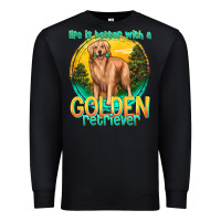 Black life is better with a golden retriever Premium Sweatshirt - texasbilliewilder