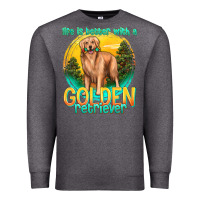Charcoal Heather life is better with a golden retriever Premium Sweatshirt - texasbilliewilder